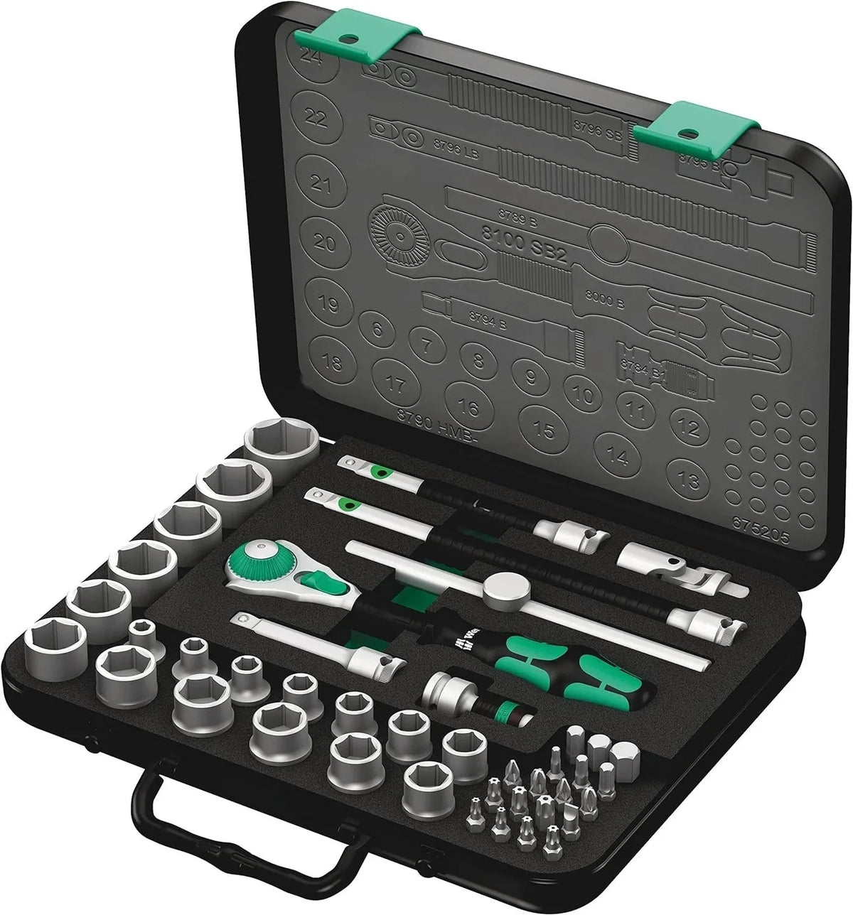 8100 SB 2 Zyklop 3/8 Inch Metric Ratchet Set, 43 Piece - 05003594001