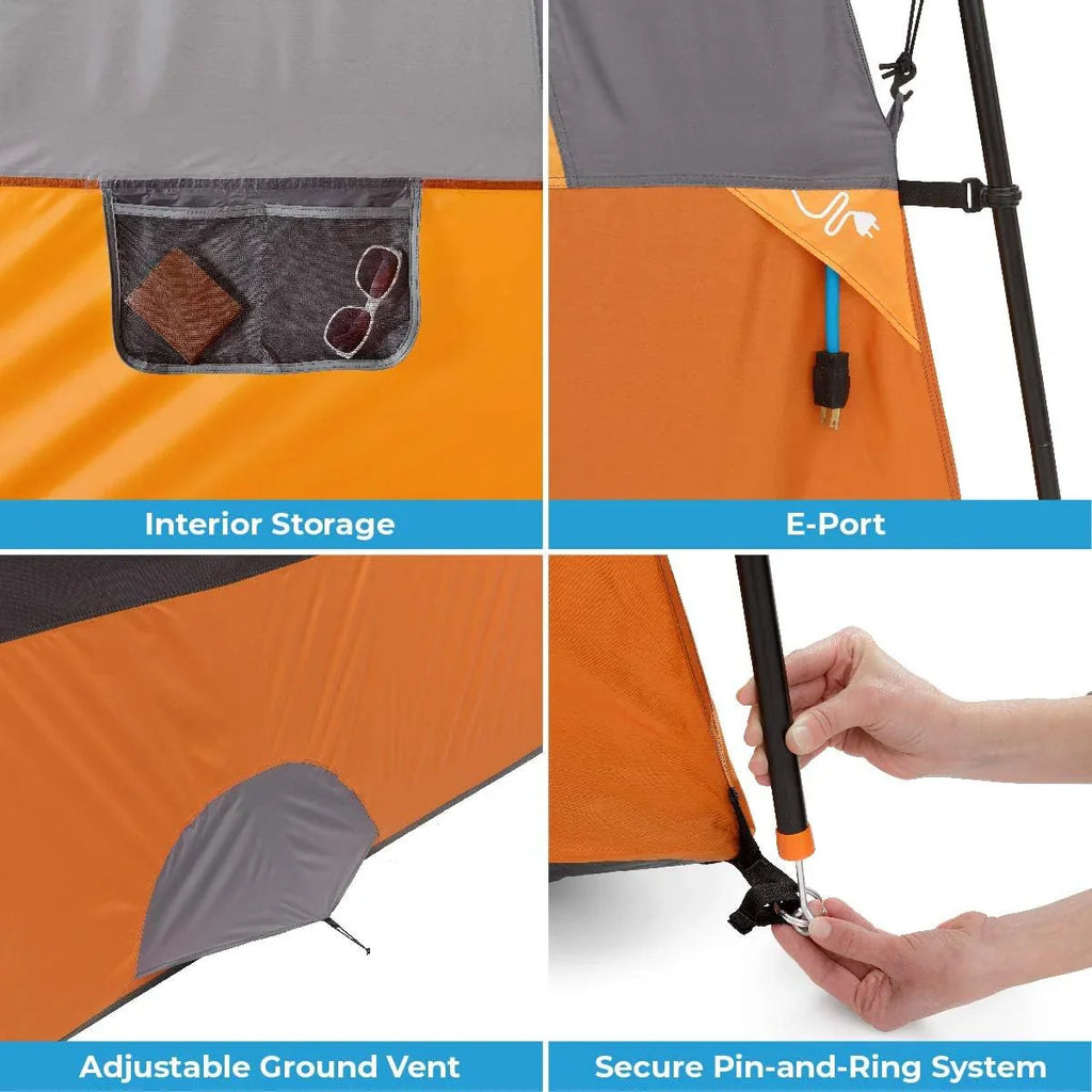 CORE 12 Person Straight Wall Cabin Tent, 16 x 11 Feet, Orange - SUVELAM