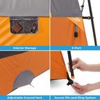 CORE 12 Person Straight Wall Cabin Tent, 16 x 11 Feet, Orange - SUVELAM