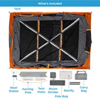 CORE 12 Person Straight Wall Cabin Tent, 16 x 11 Feet, Orange - SUVELAM