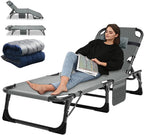 Slsy 5-Position Adjustable Folding Lounge Chair And Cot - 75.2" x 25.6" x 11.8"