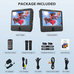 Fangor Dual Screen Portable Car DVD Player With 2 Headrest Brackets