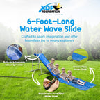 XDP RECREATION Water Wave Slide, 6 Foot, Blue, Built-In Adjustable Sprinkler