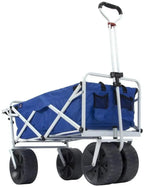 MacSports All Terrain Beach Wagon With Side Table, Blue/White, 37 inch L x 21 inch W x 25 inch H