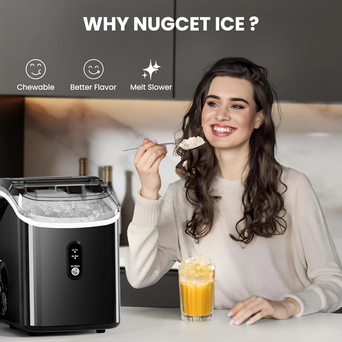Auseo Countertop Nugget Ice Maker, 35 Lbs Each Day