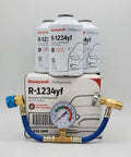 Honeywell R1234YF Refrigerant Freon Cans, 3 Cans, With HD Brass Can Tap And Gauge