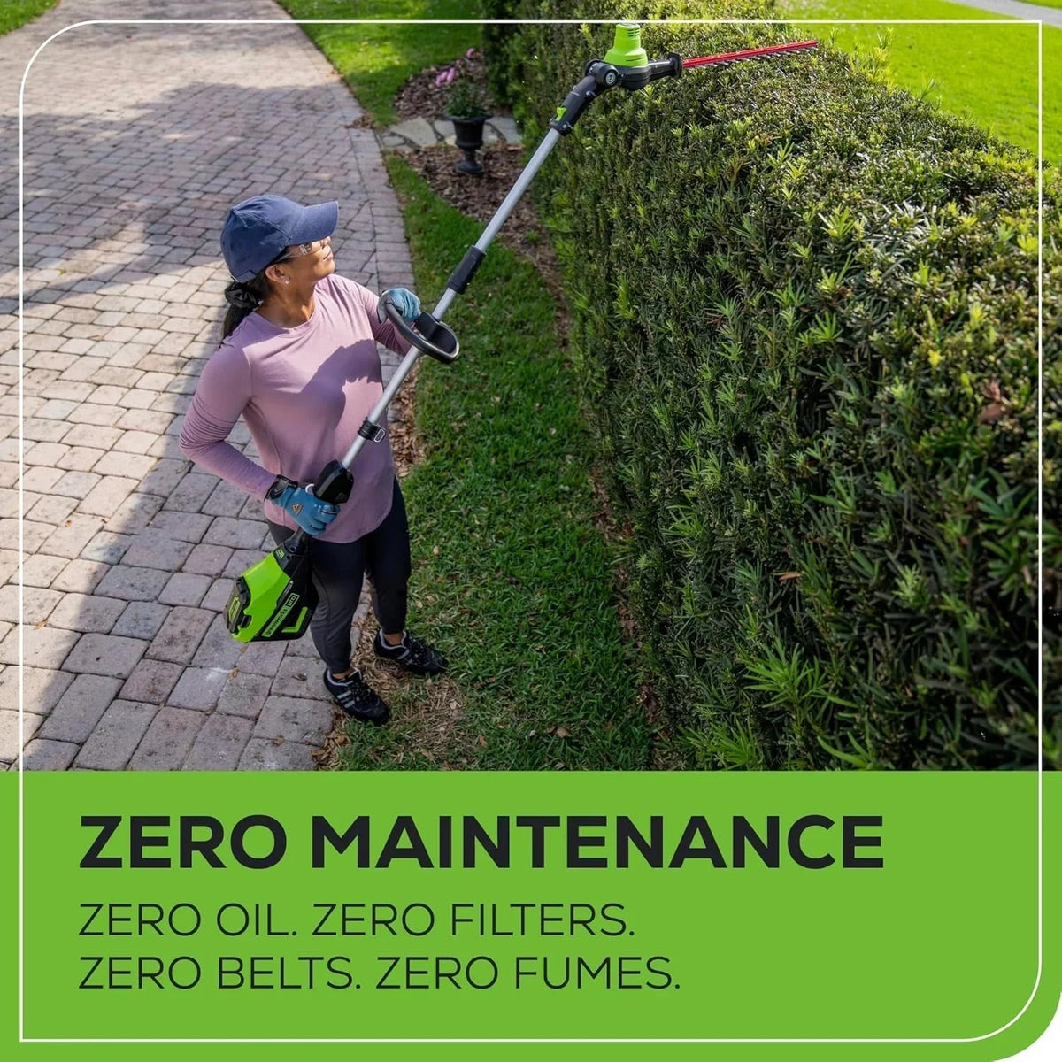 Greenworks 60V 20 in Brushless Cordless Pole Hedge Trimmer With 2.0Ah Battery And Charger