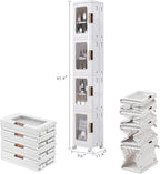 4-Tier Tall Narrow Plastic Storage Cabinet, 9.6 in W x 11.2 in D x 65.4 in H