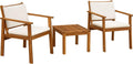 4 Piece Outdoor Acacia Wood Patio Conversation Set With Table And Cushions