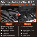 Sophia & William 4-Burner Propane Gas Grill, 542 Sq. In., Silver - E02GR001