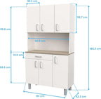 Miroytengo Kitchen Side Cabinet, 6 Doors, White And Oak Kronberg, 101 x 185 cm - 37494