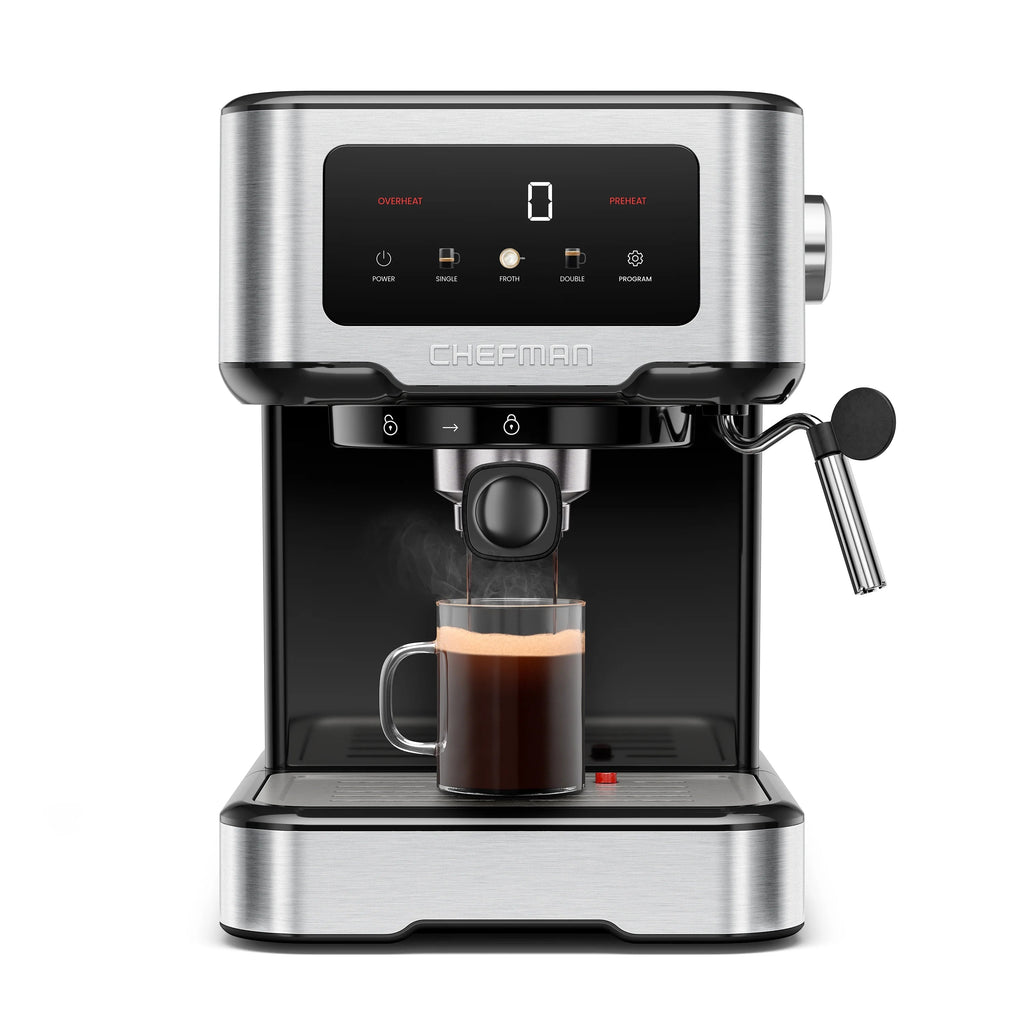 Chefman CraftBrew Espresso Machine With Steam Wand, Touch Controls, Stainless Steel - RJ54-SS-15-D