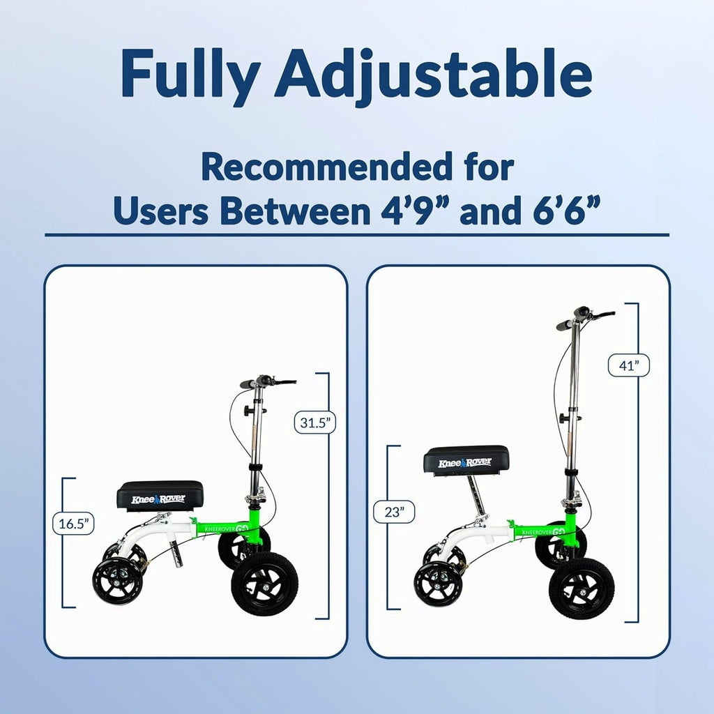 KneeRover Knee Scooter For Adults, 9-Inch Tires, Race Car Green - GO HYBRID