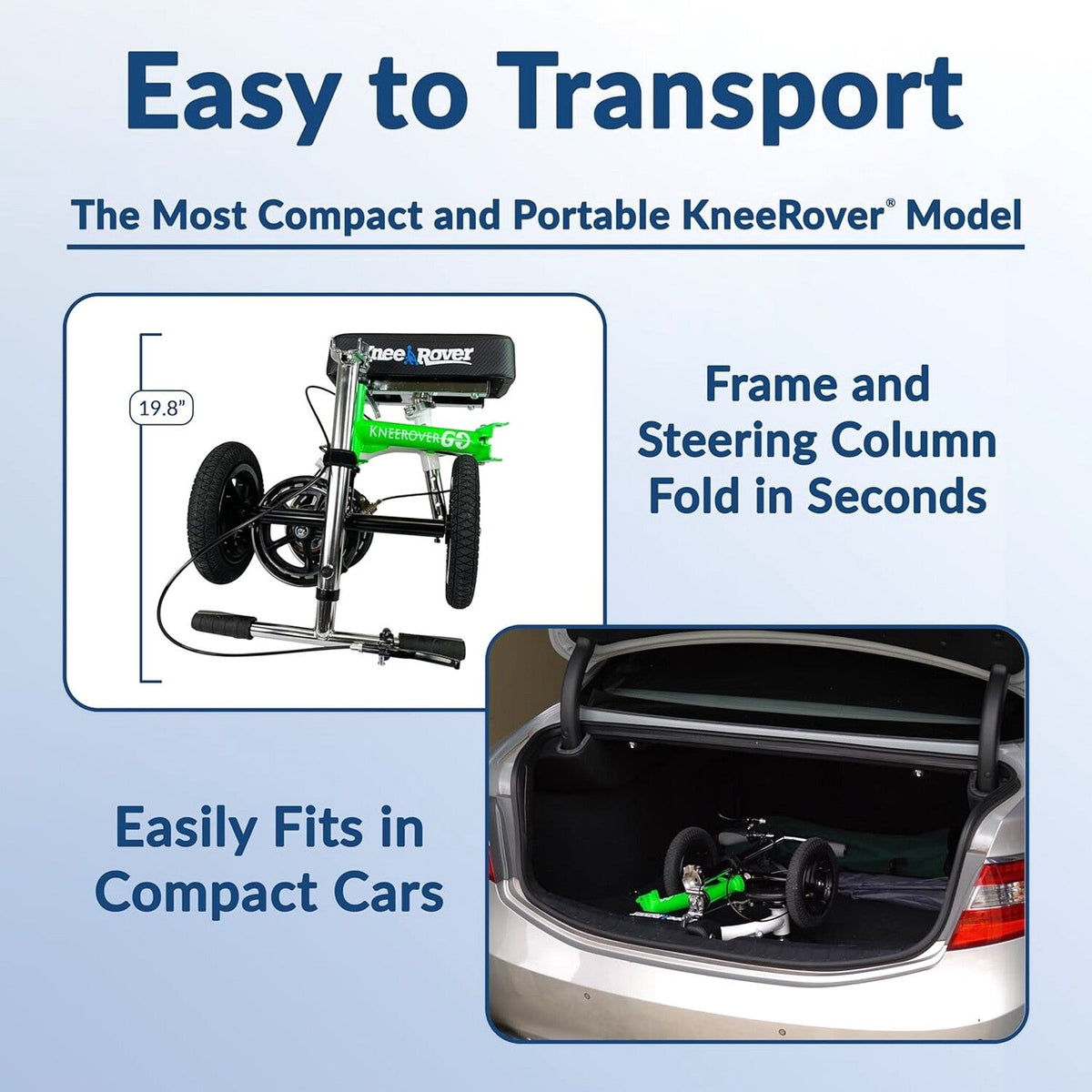 KneeRover Knee Scooter For Adults, 9-Inch Tires, Race Car Green - GO HYBRID
