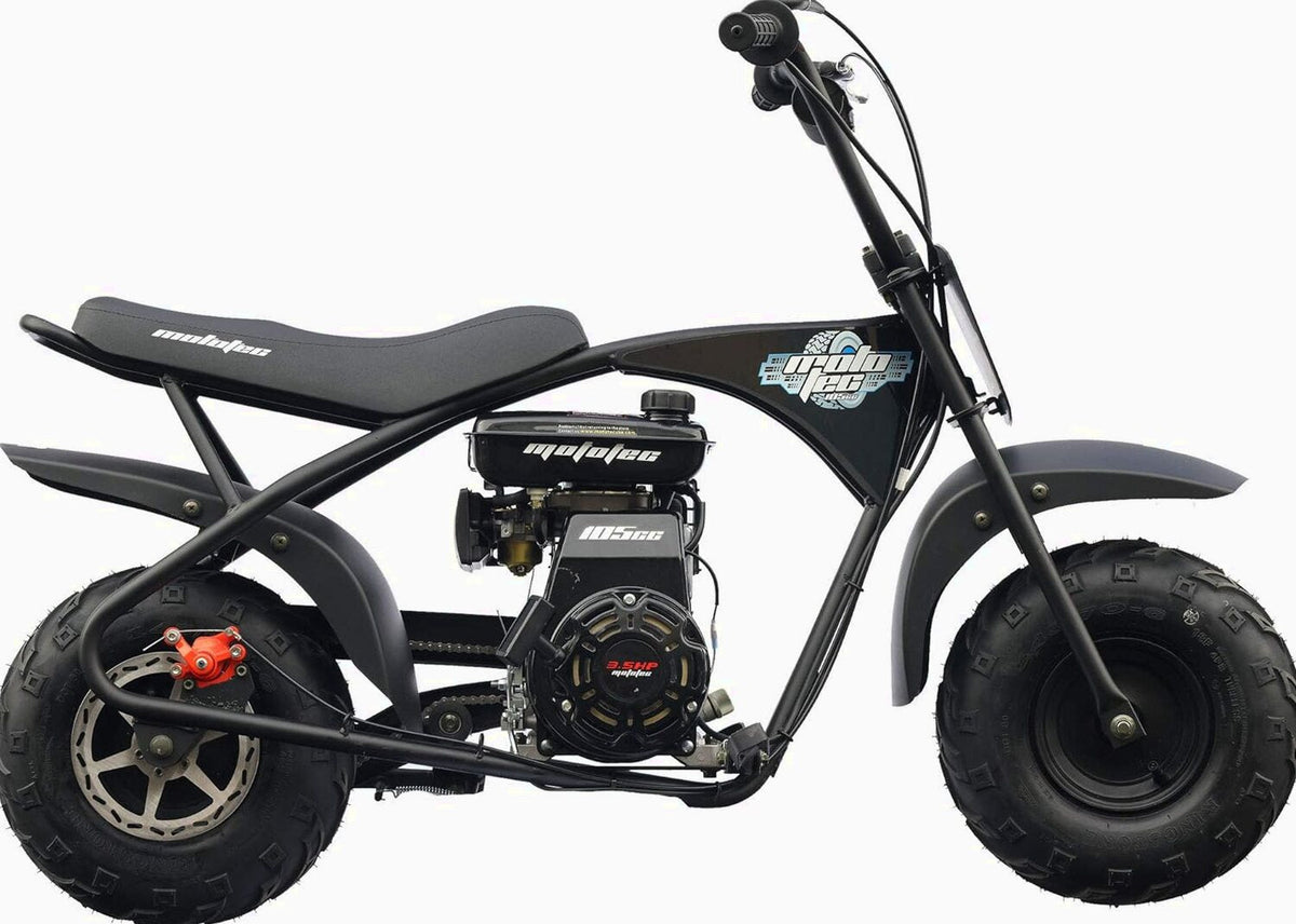 MotoTec 105CC 3.5HP Mini Bike, Black, Alloy Steel, 23mph - KN110-A